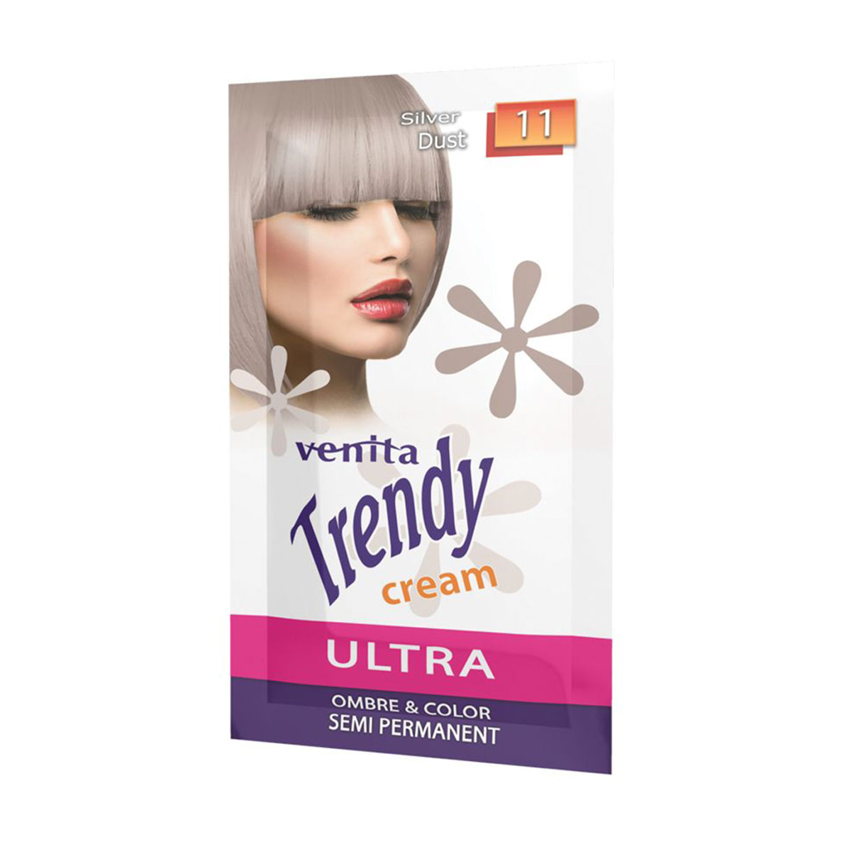 Уцінка! Відтінкова крем-фарба для волосся Venita Trendy Semi Permanent Color Cream 11 Срібний блиск, 35 г (саше)